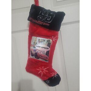 Lightning McQueen #95 I Am Speed Cars Soft Christmas Stocking Red Black 18"